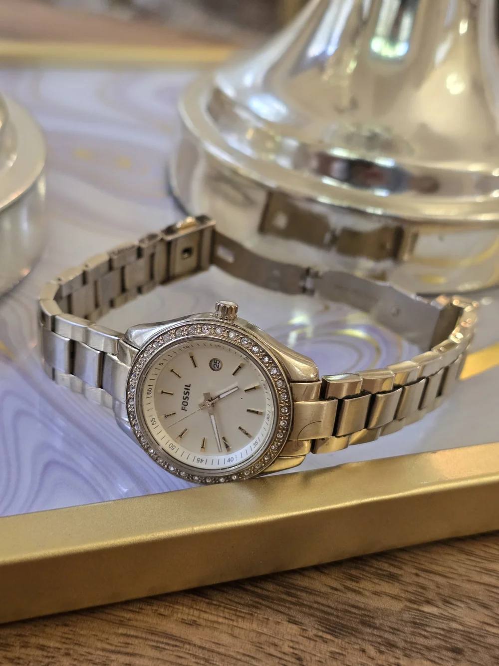 Fossil Women's Silver Crystal Accent Stainless Steel Watch - Silver